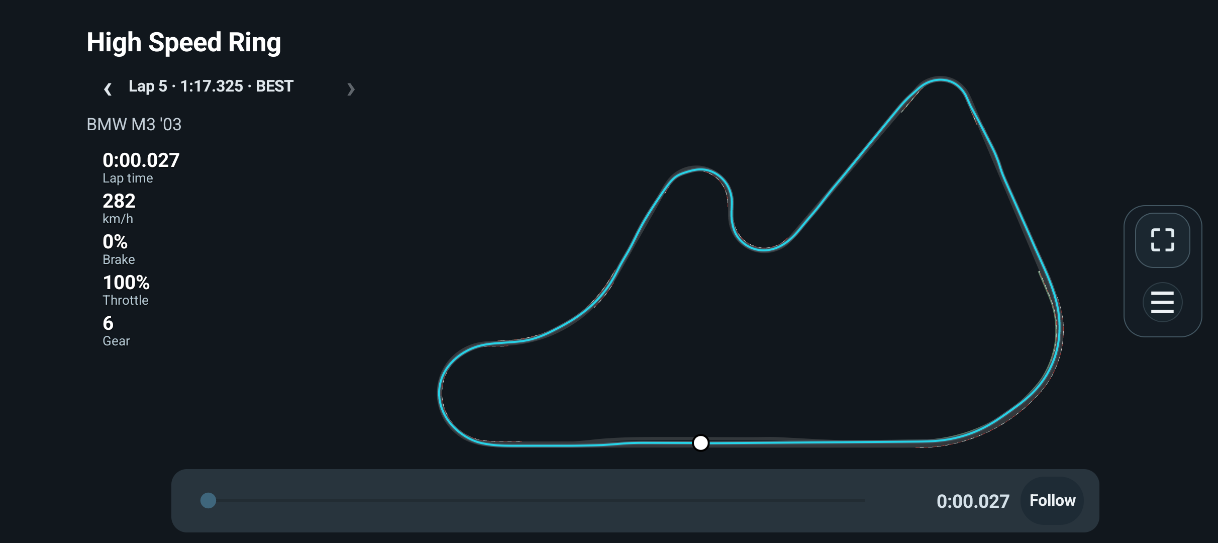 Fullscreen Track Lab showing High Speed Ring.