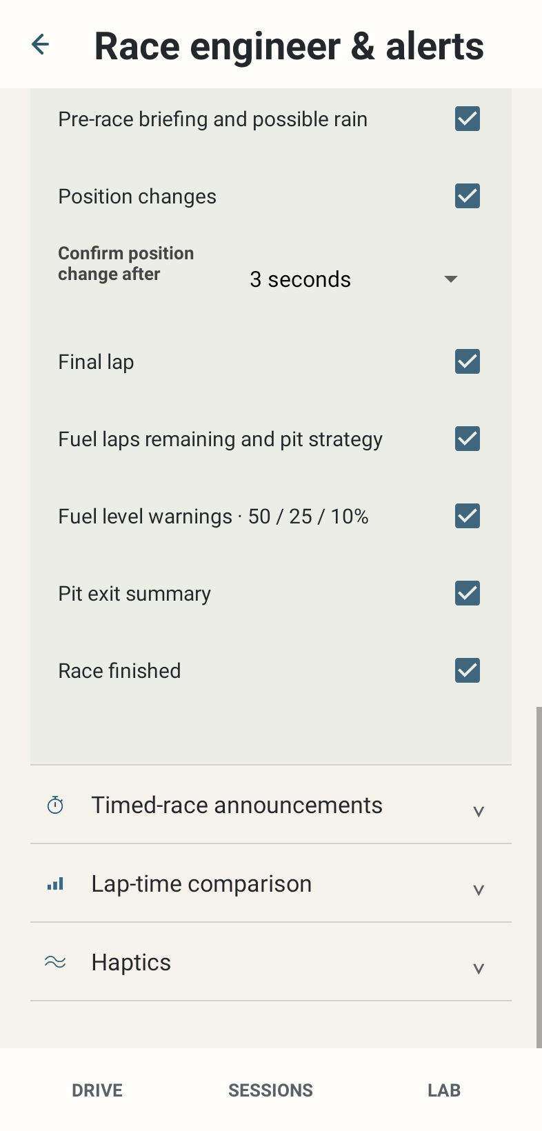 Individual race events and strategy